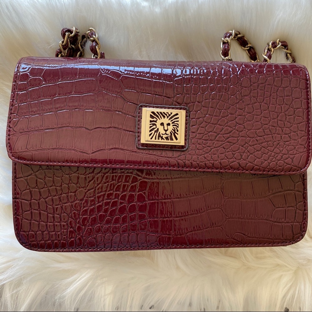 Anne Klein plum leather handbag